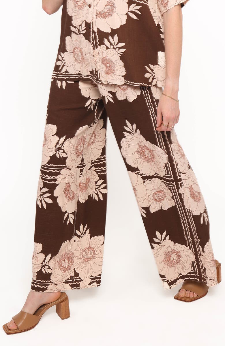 Petal & Pup Bernadine Wide Leg Pants, Alternate, color, Brown Floral