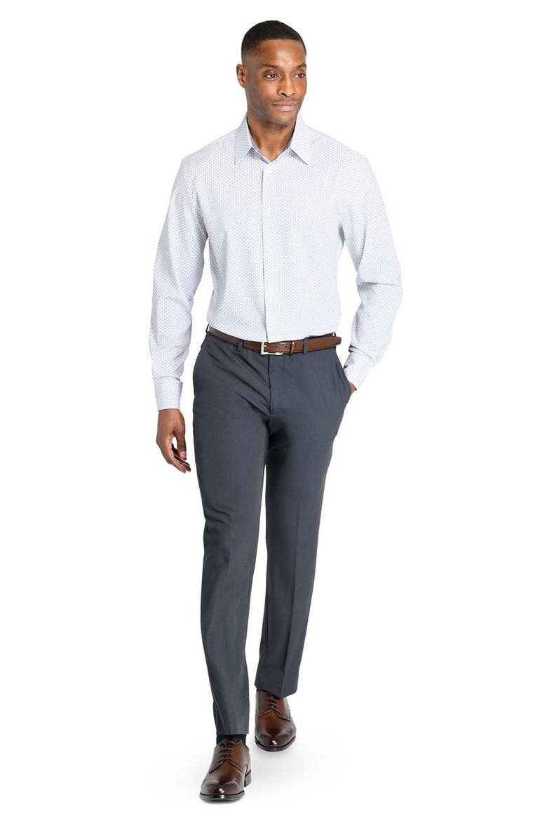 Regular Fit Dash Print Performance Dress Shirt, Alternate, color, WHITE/ BLACK