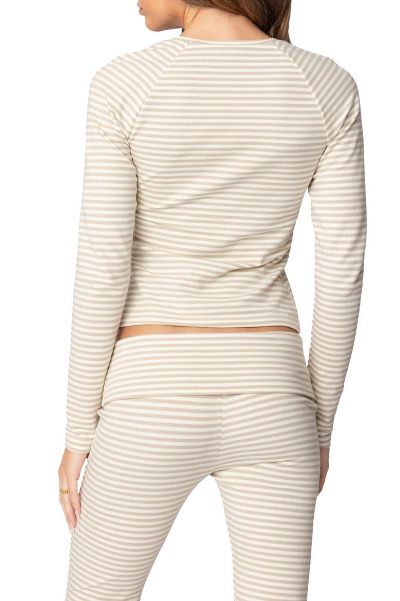 Kaeli Stripe Long Sleeve T-Shirt, Alternate, color, BEIGE