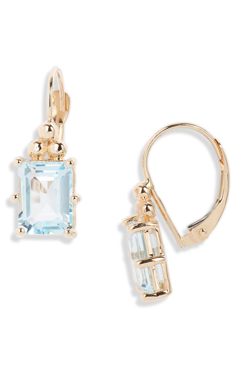 Anzie Cléo Carré Blue Topaz Drop Earrings, Main, color, Blue