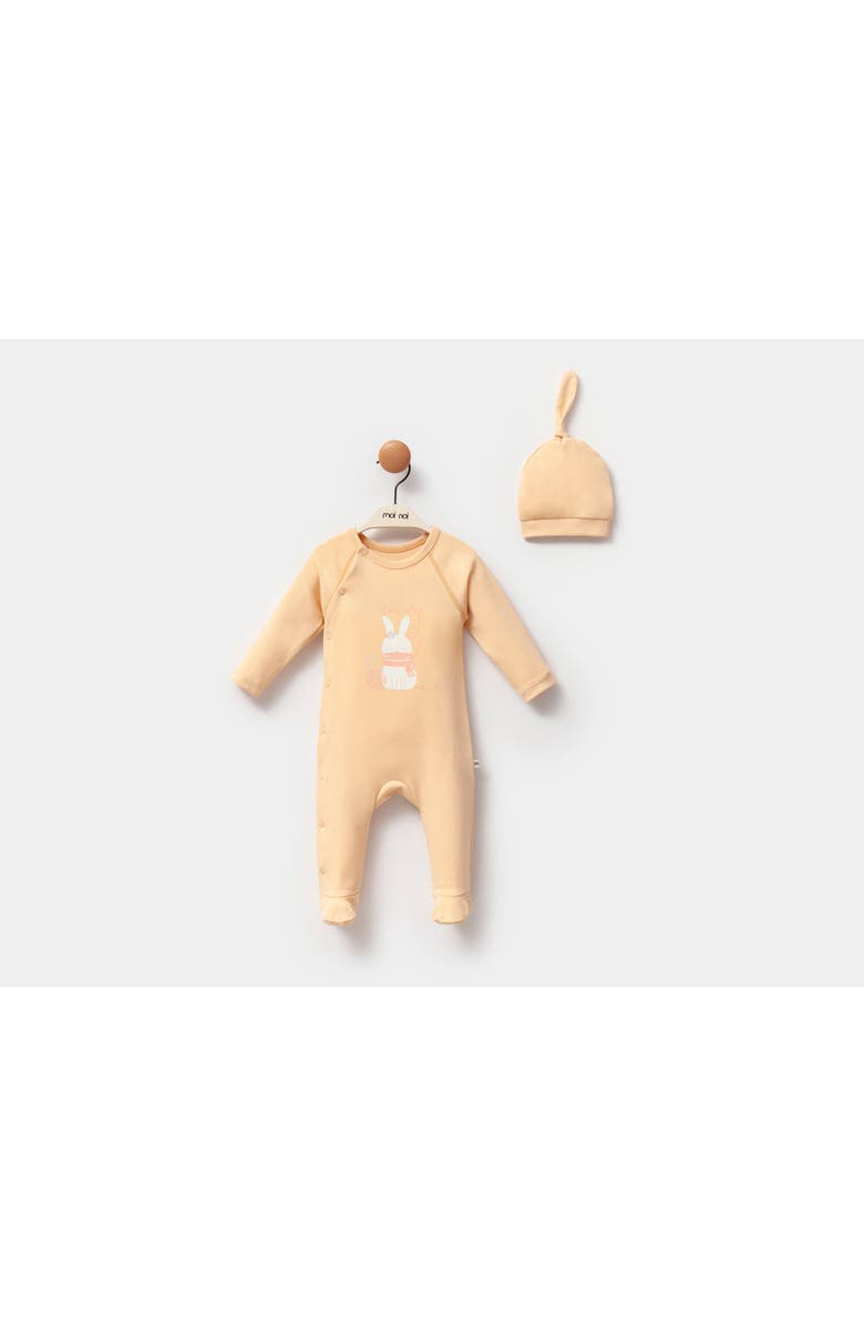 moi noi Lovely Bunny One-Piece Set, Alternate, color, Orange