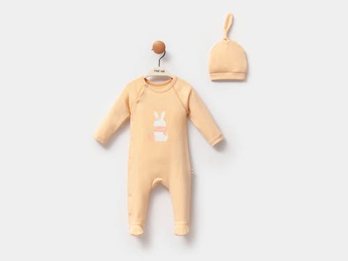 Moi Noi Lovely Bunny One-piece Set In Orange