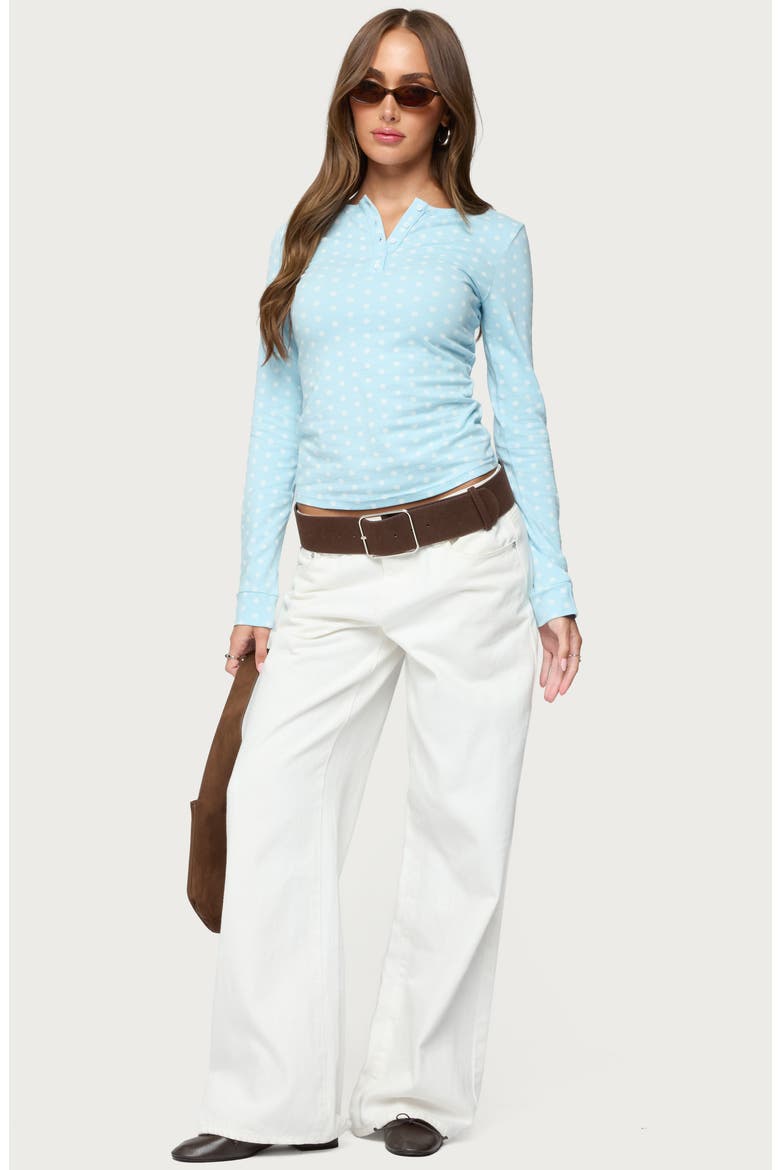 Keana Dot Crop Henley Top, Alternate, color, LIGHT-BLUE