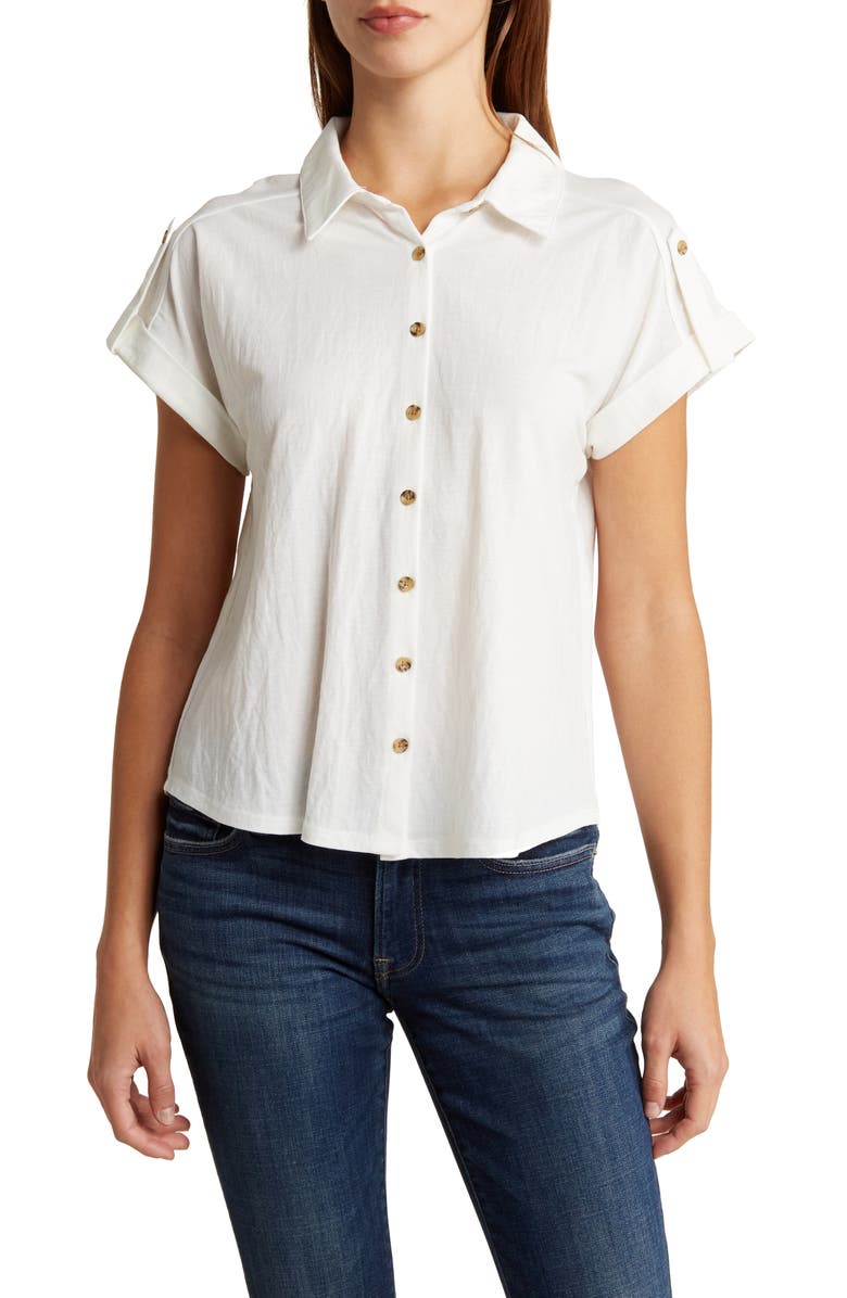 Bobeau Short Sleeve Button-Up Shirt, Main, color, 