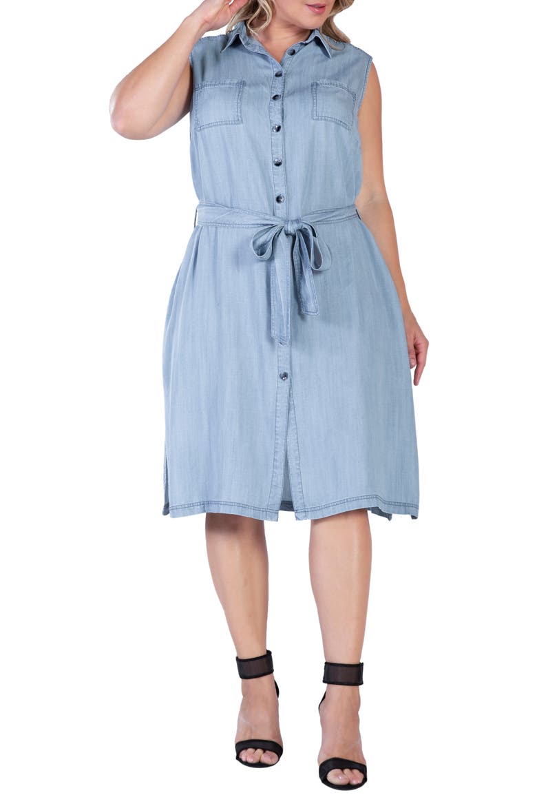 Sleeveless Chambray Shirtdress, Alternate, color, BOUNDLESS BLUE