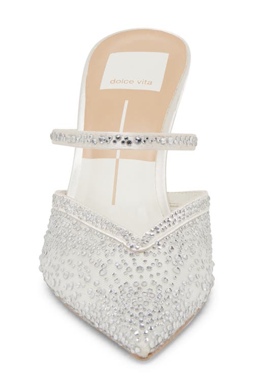 Dolce Vita Kanika Crystal Pointed Toe Mule In White Mesh