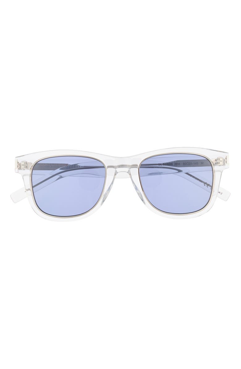 Saint Laurent 50mm Square Sunglasses, Main, color, Crystal Crystal Blue