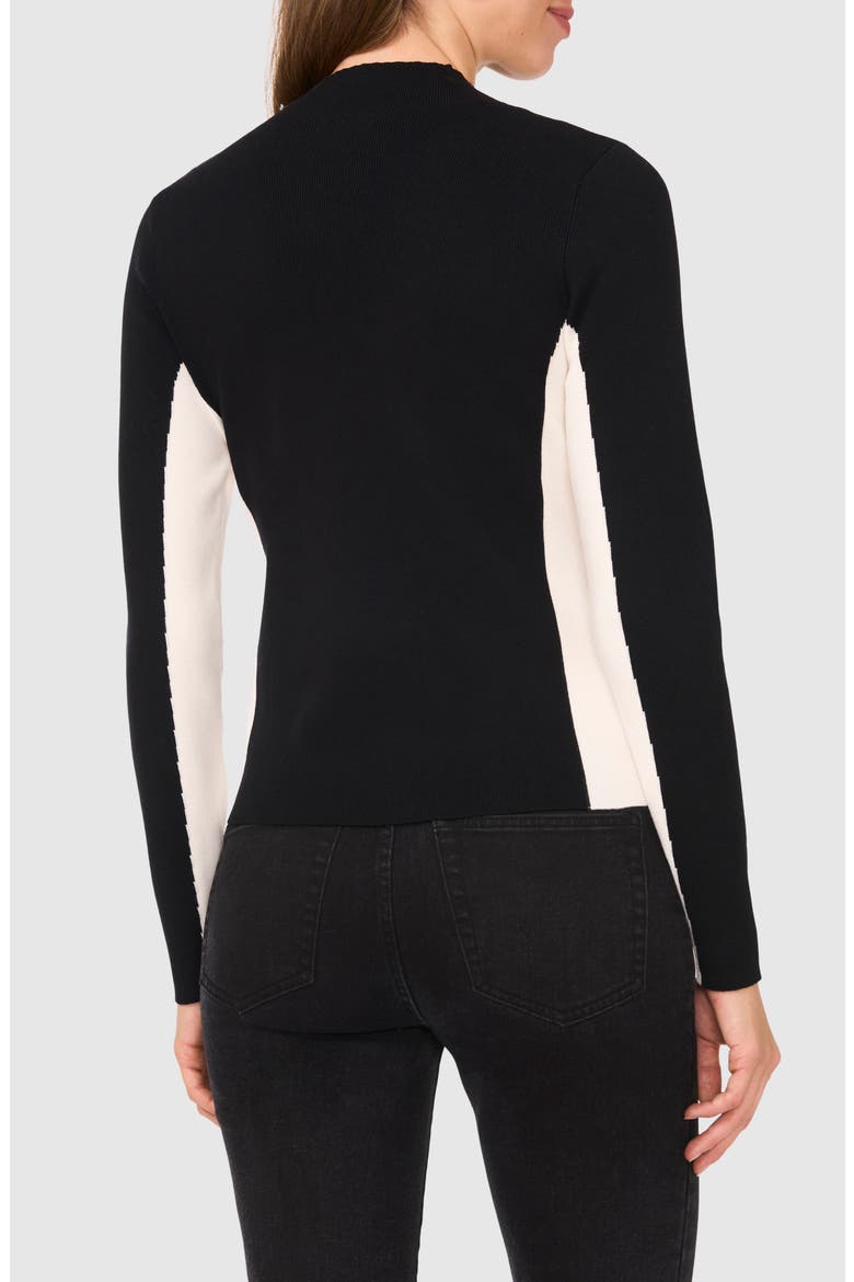 Colorblock Mock Neck Sweater, Alternate, color, RICH BLACK