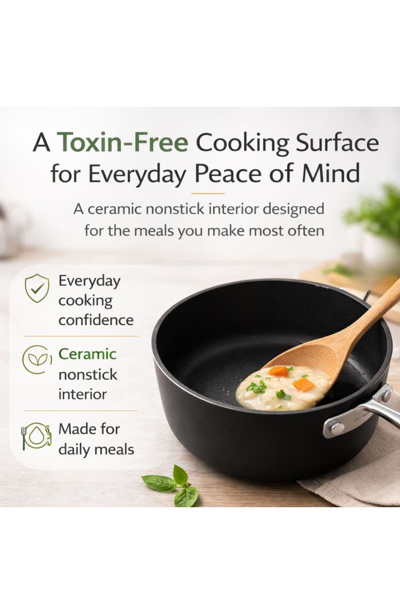 Alva Maestro 2 Qt. Nonstick Saucepan + Lid, Alternate, color, Black