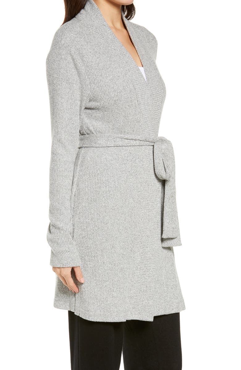 Natori Ulla Brushed Rib Wrap Cardigan, Alternate, color, Heg