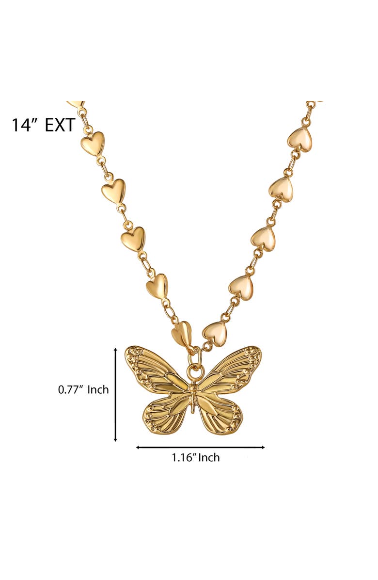 Jessica Simpson Heart Chain Butterfly Pendant Necklace, Alternate, color, 