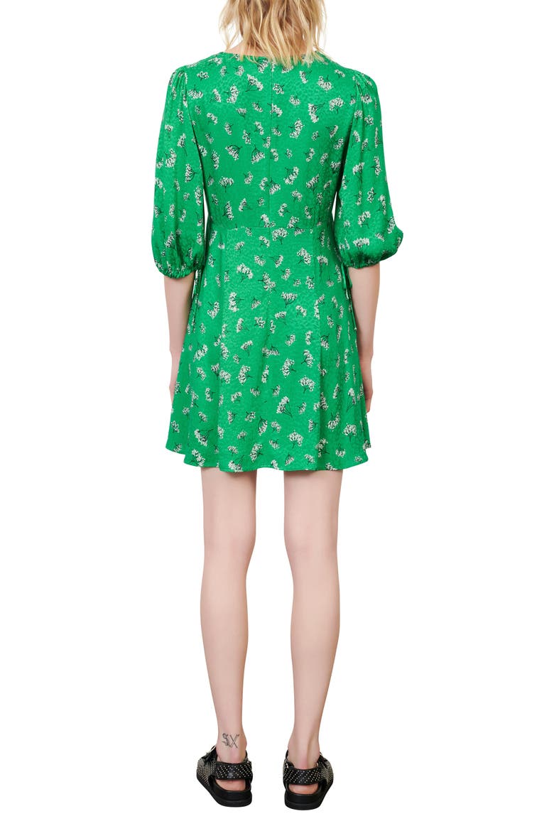 Floral Empire Waist Woven Dress, Alternate, color, GREEN/ WHITE