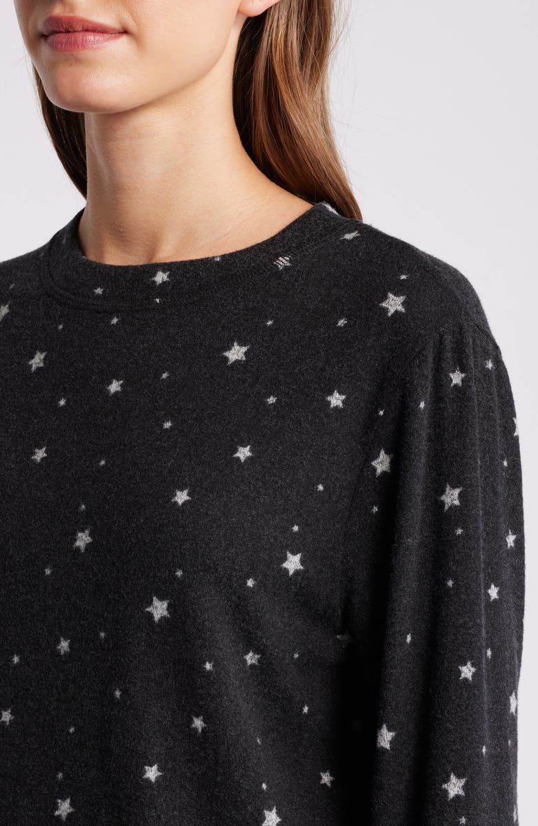Loveappella Star Print Long Sleeve Brushed Jersey Top, Alternate, color, 