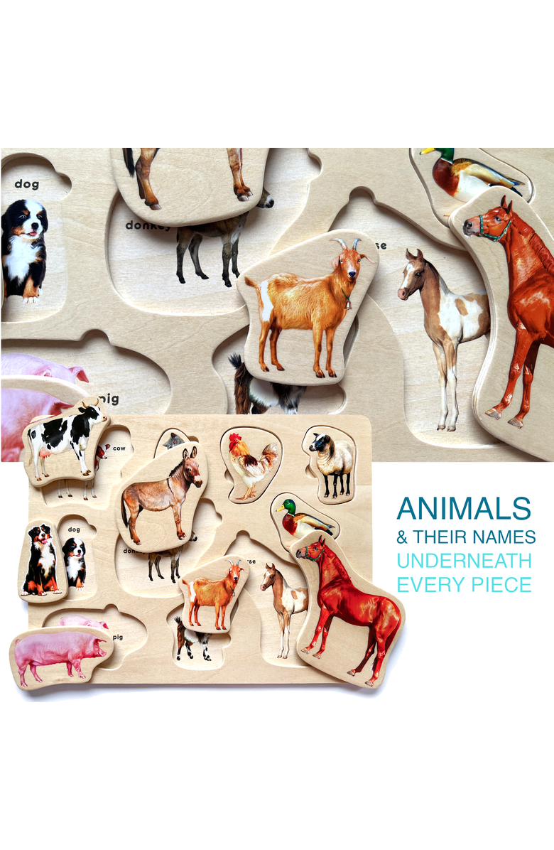 Quokka 3xSET Montessori Wooden Puzzles for Toddlers 1-3 - Educational Toy for Fine Motor Skills, Alternate, color, Realistic Animals