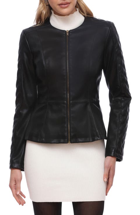Zip-Up Faux Leather Jacket