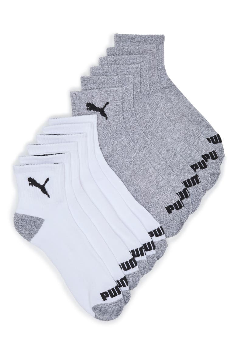 6-Pack Terry Quarter Length Socks, Main, color, WHITE/ MULTI