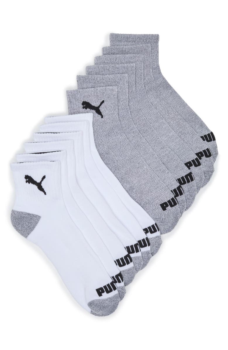PUMA 6-Pack Terry Quarter Length Socks, Main, color, White/ Multi