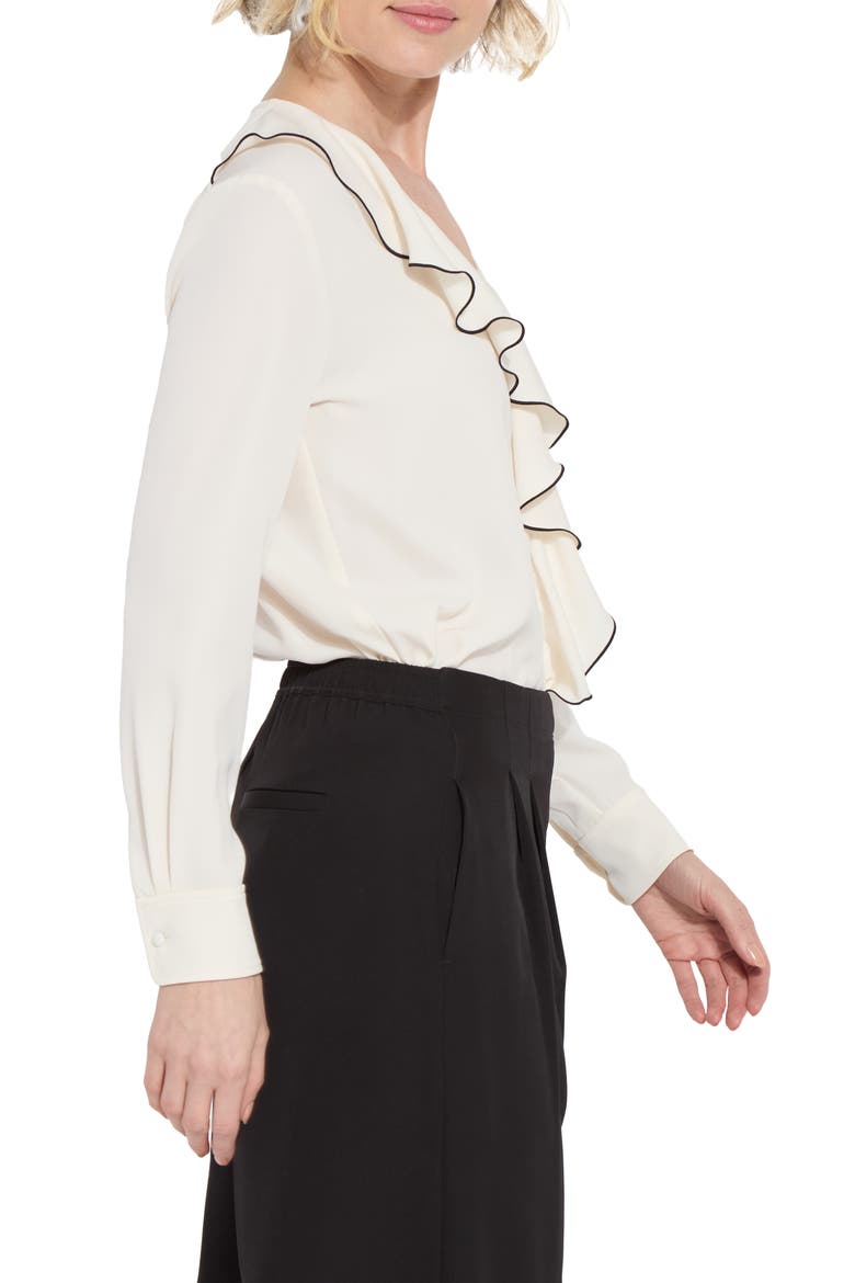 Marianne V-Neck Ruffle Top, Alternate, color, CHALK