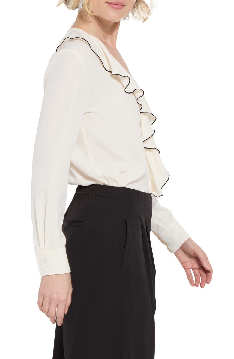 Lysse Marianne V-Neck Ruffle Top, Alternate, color, Chalk