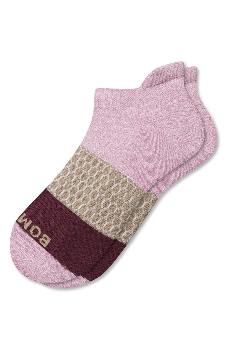 Bombas Triblock Marled & Solid Ankle Socks, Alternate, color, Mauve/ Lichen