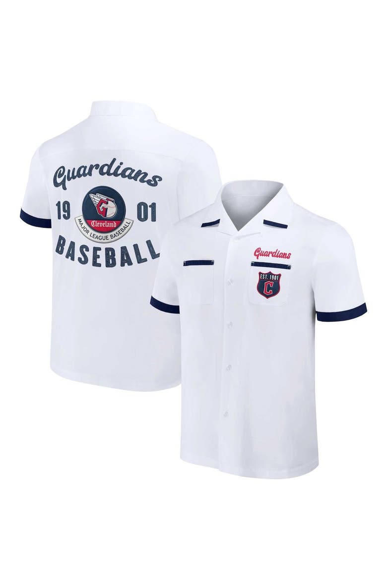 Men's Darius Rucker Collection by Fanatics  White Cleveland Guardians Bowling Button-Up Shirt, Alternate, color, White