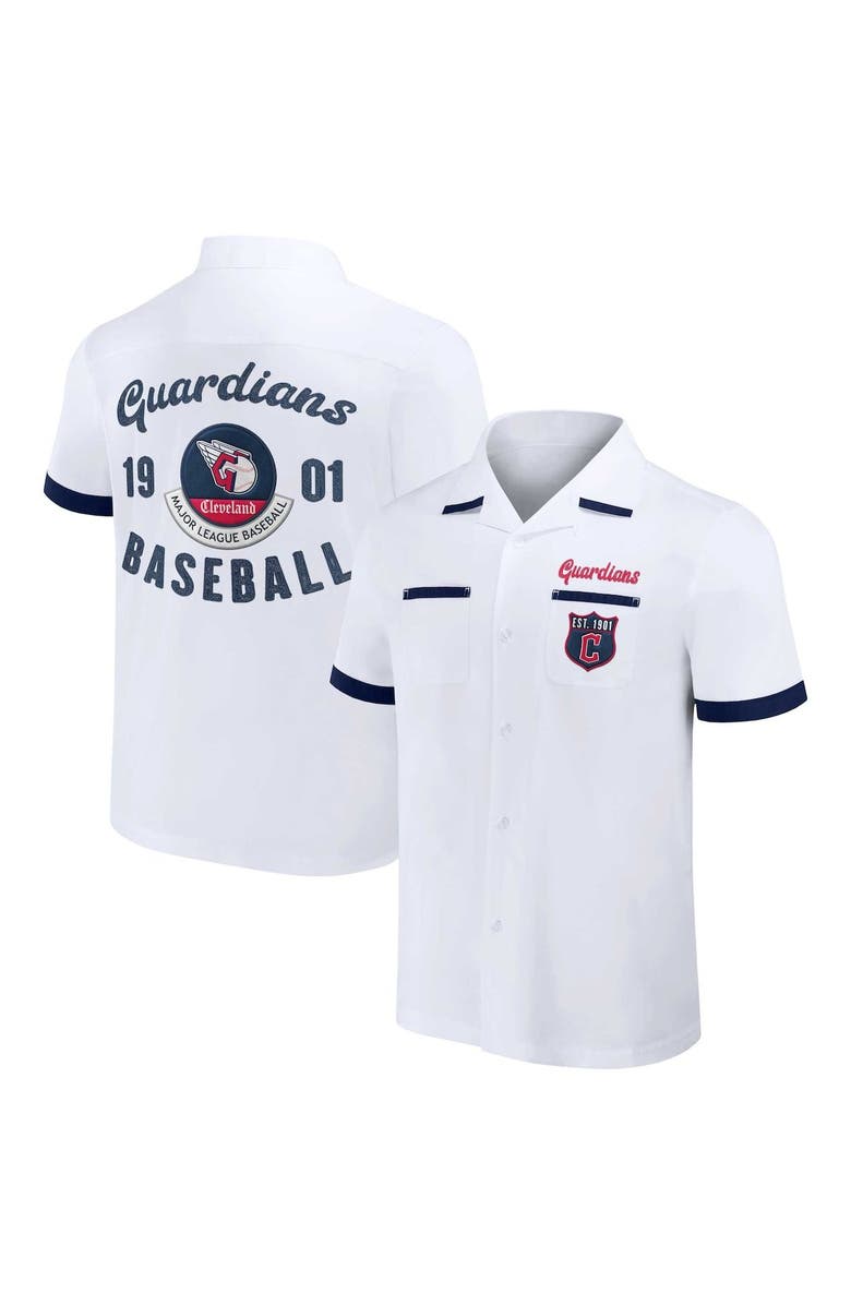 Darius Rucker Collection by Fanatics Men's Darius Rucker Collection by Fanatics  White Cleveland Guardians Bowling Button-Up Shirt, Alternate, color, White