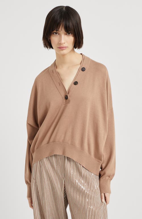 Brunello Cucinelli Cotton Sweater In Rust Brown