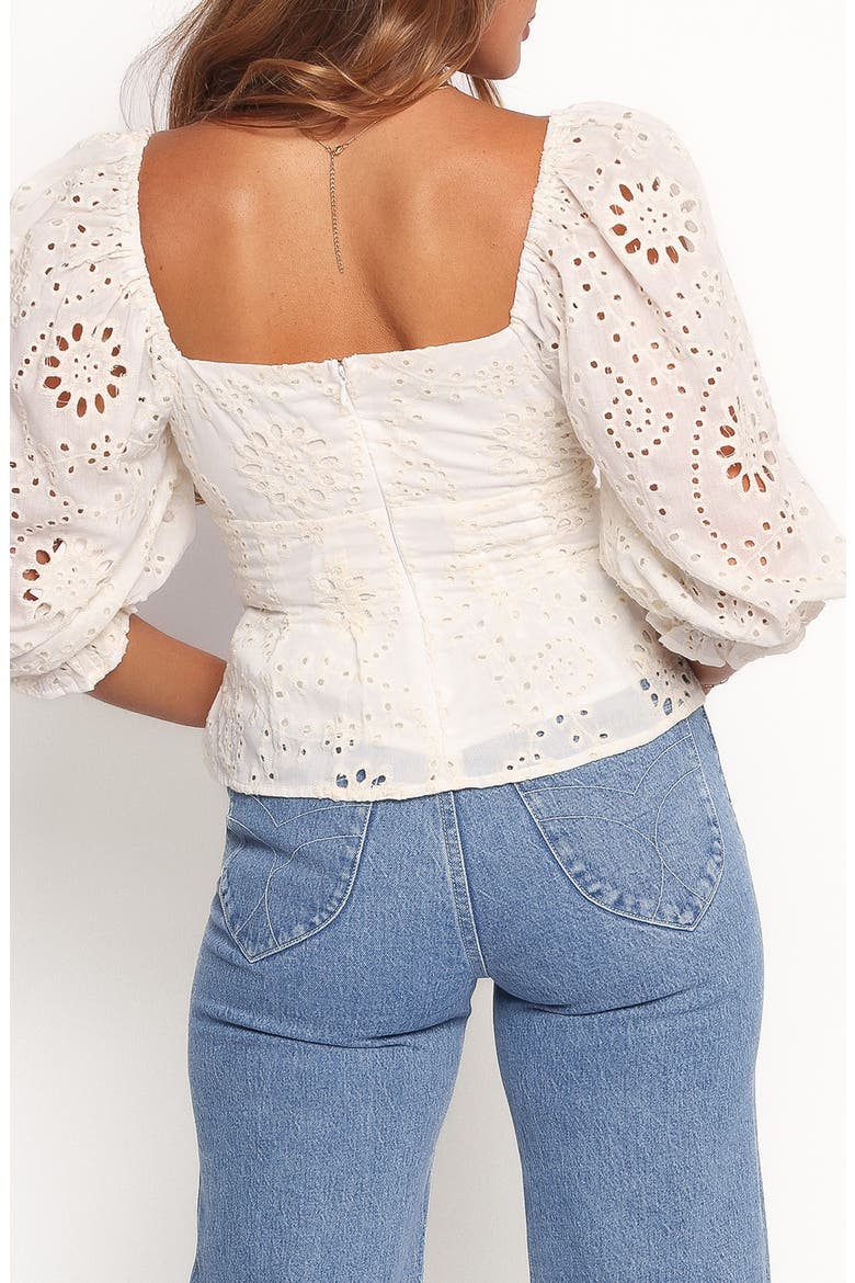 Mairead Eyelet Off the Shoulder Top, Alternate, color, CREAM