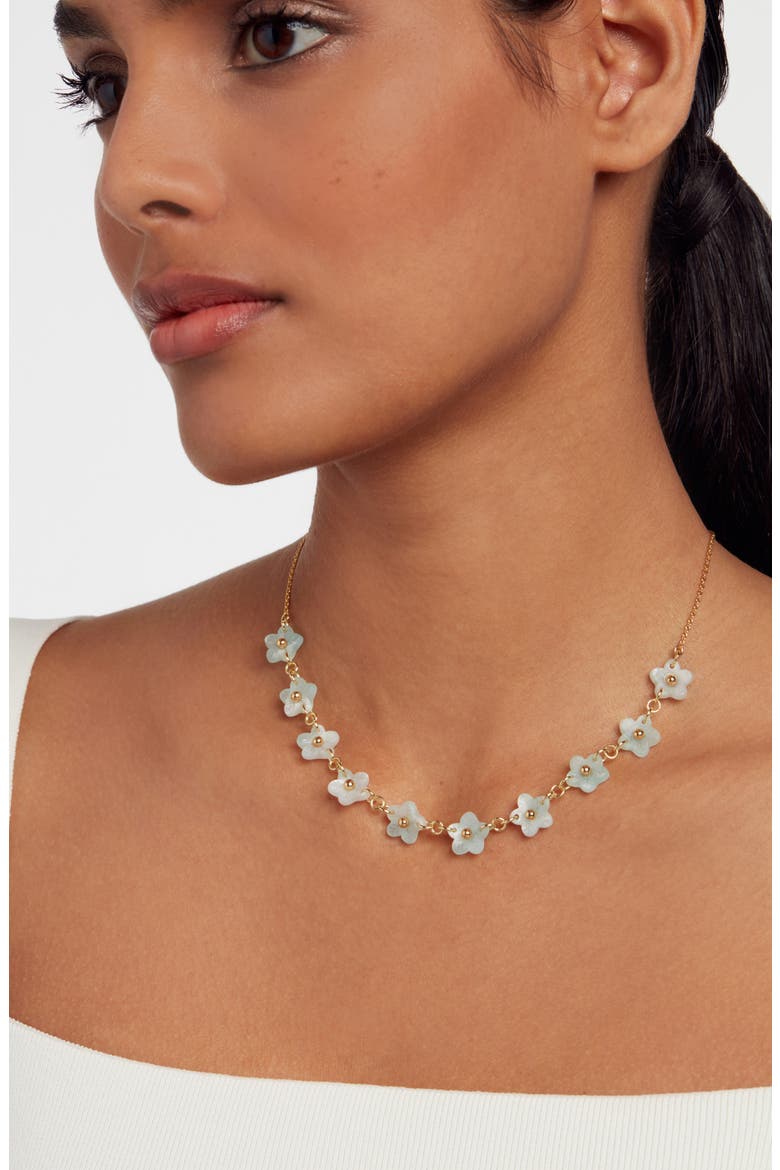 Wiila Flower Statement Necklace, Alternate, color, GOLD TONE/ MINT