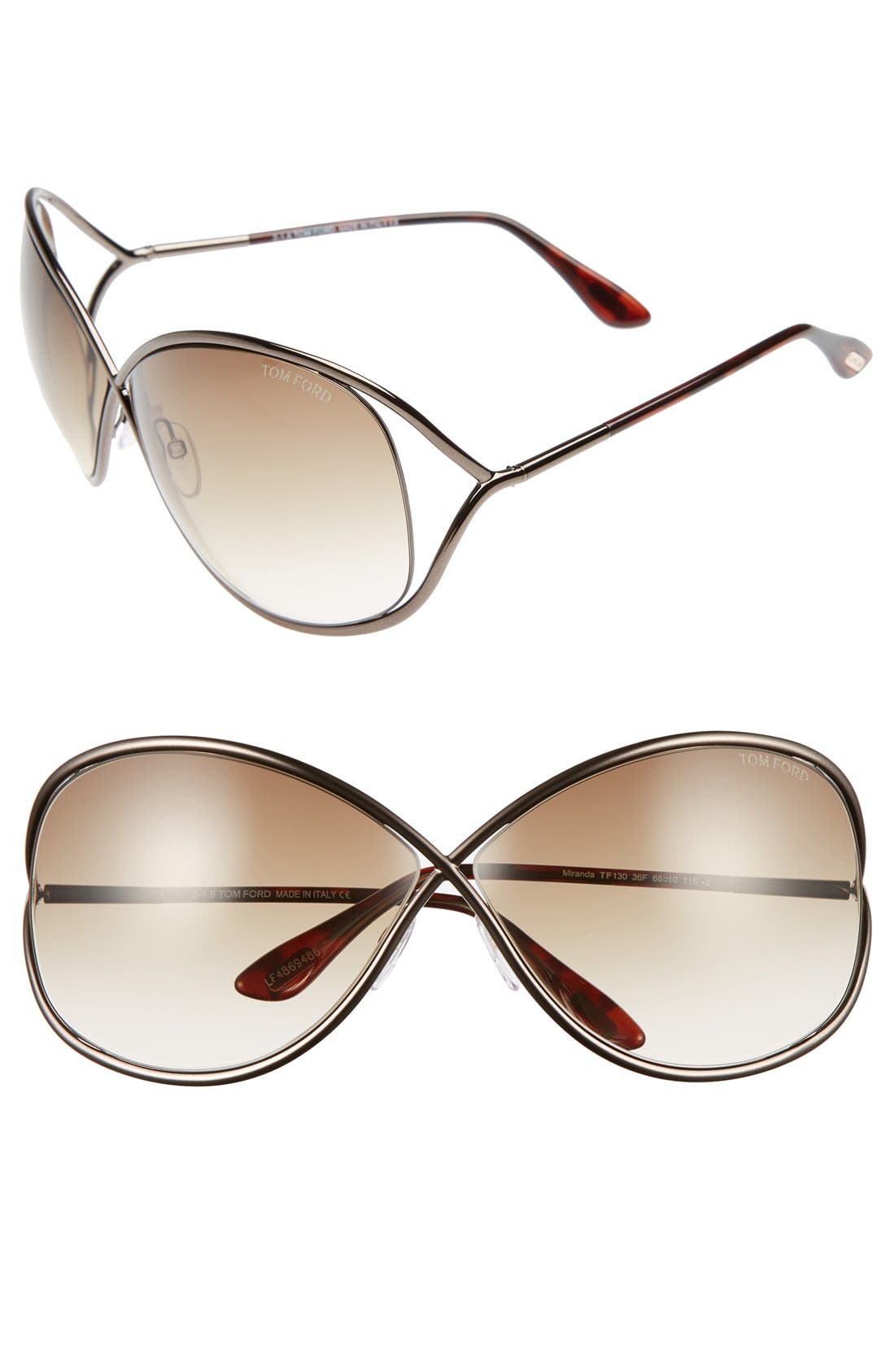 TOM FORD Miranda 68mm Open Temple Oversize Metal Sunglasses (Women