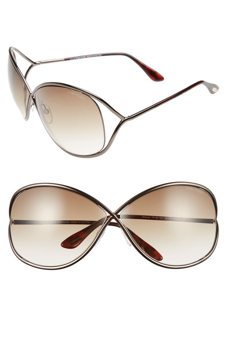 Miranda 68mm Open Temple Oversize Metal Sunglasses, Main, color, BRONZE
