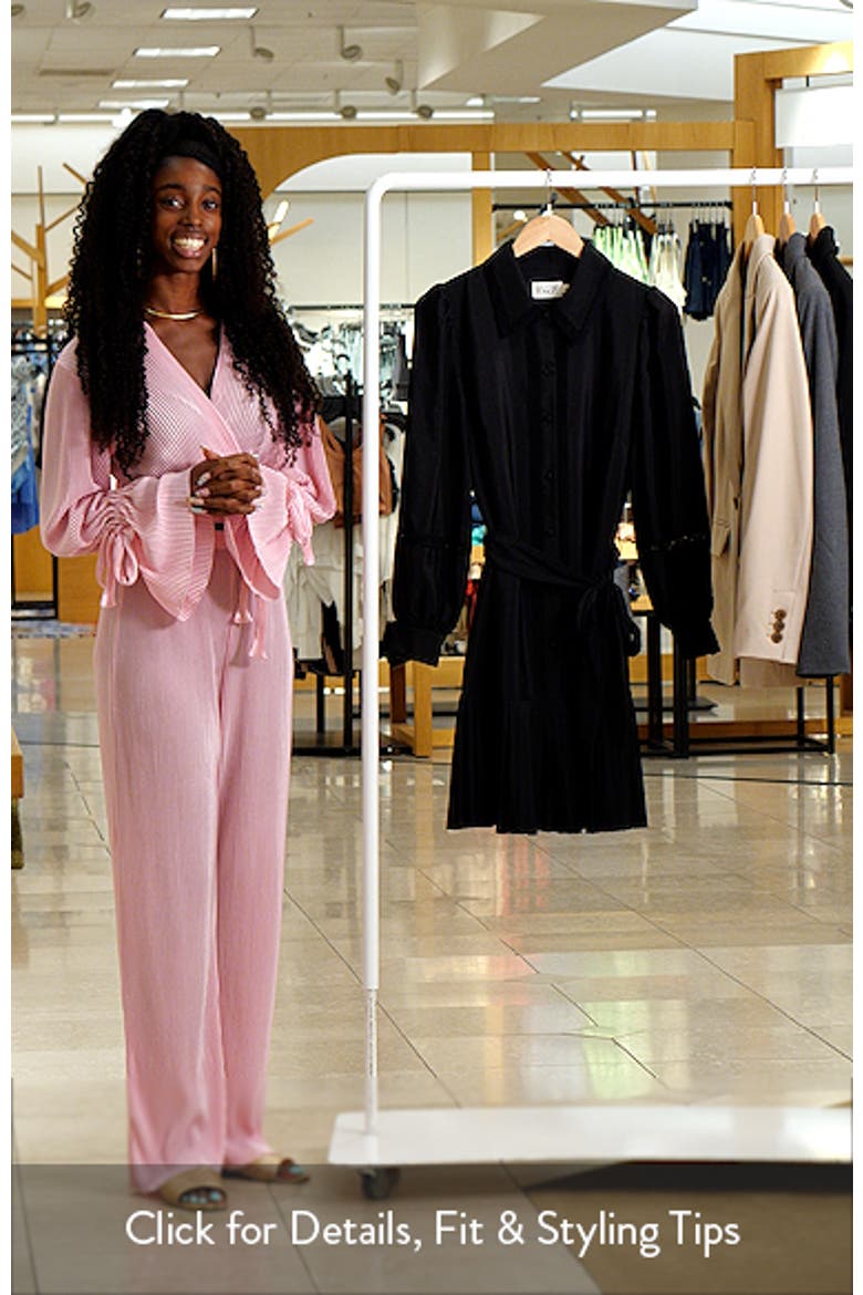 Lace Detail Long Sleeve Pleated Shirtdress video
