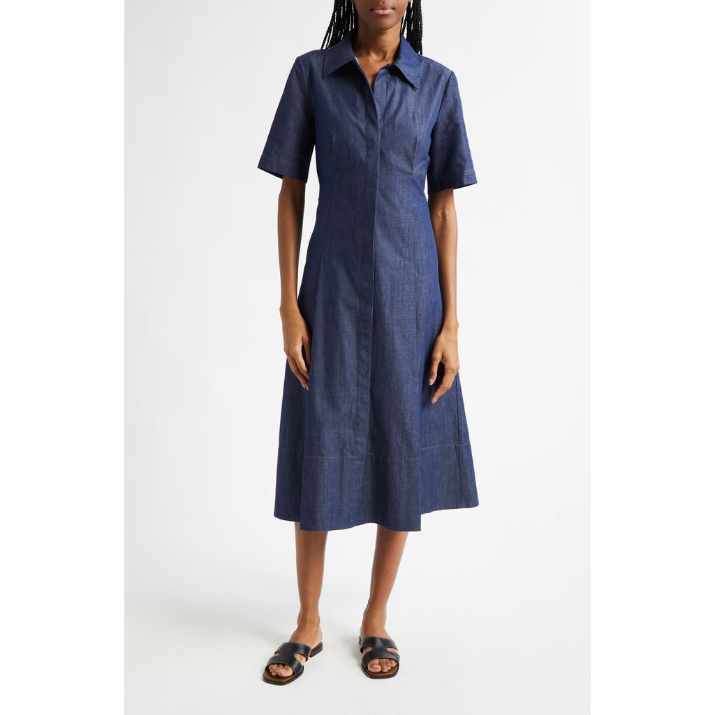 Vince Short-sleeve Denim Shirtdress In Purple