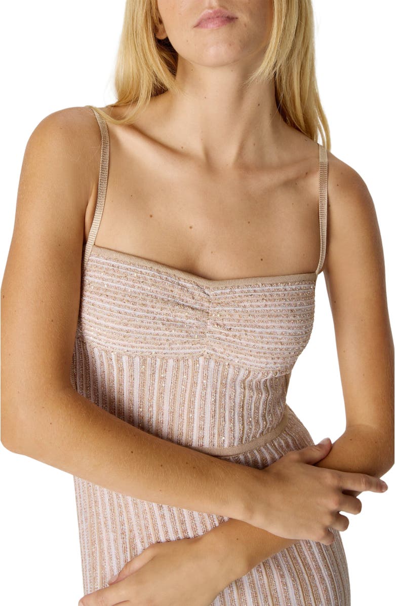 Missoni Sleeveless Long Dress With Lamé Stripes, Alternate, color, White