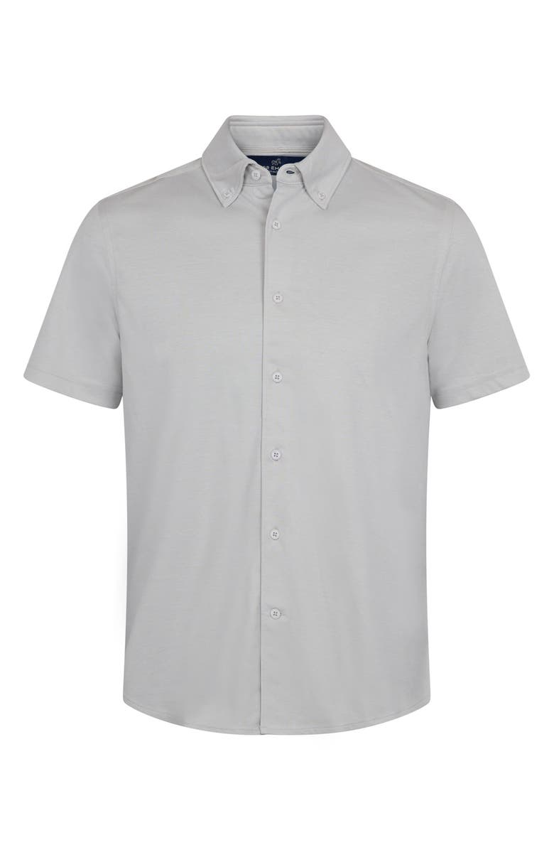 Victor Emmanuel Short Sleeve Knit Button-Down Shirt, Alternate, color, Stone