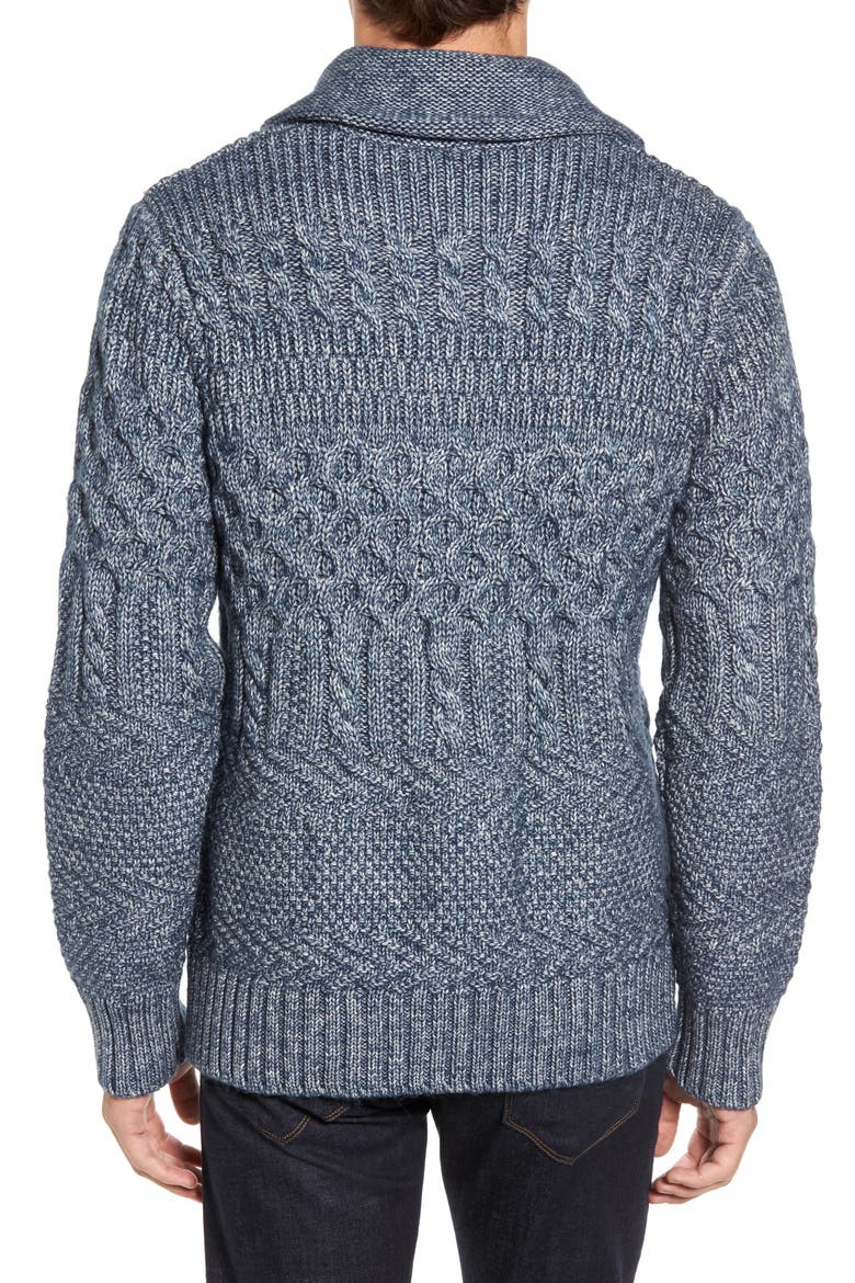 Cable Knit Cardigan, Alternate, color, BLUE