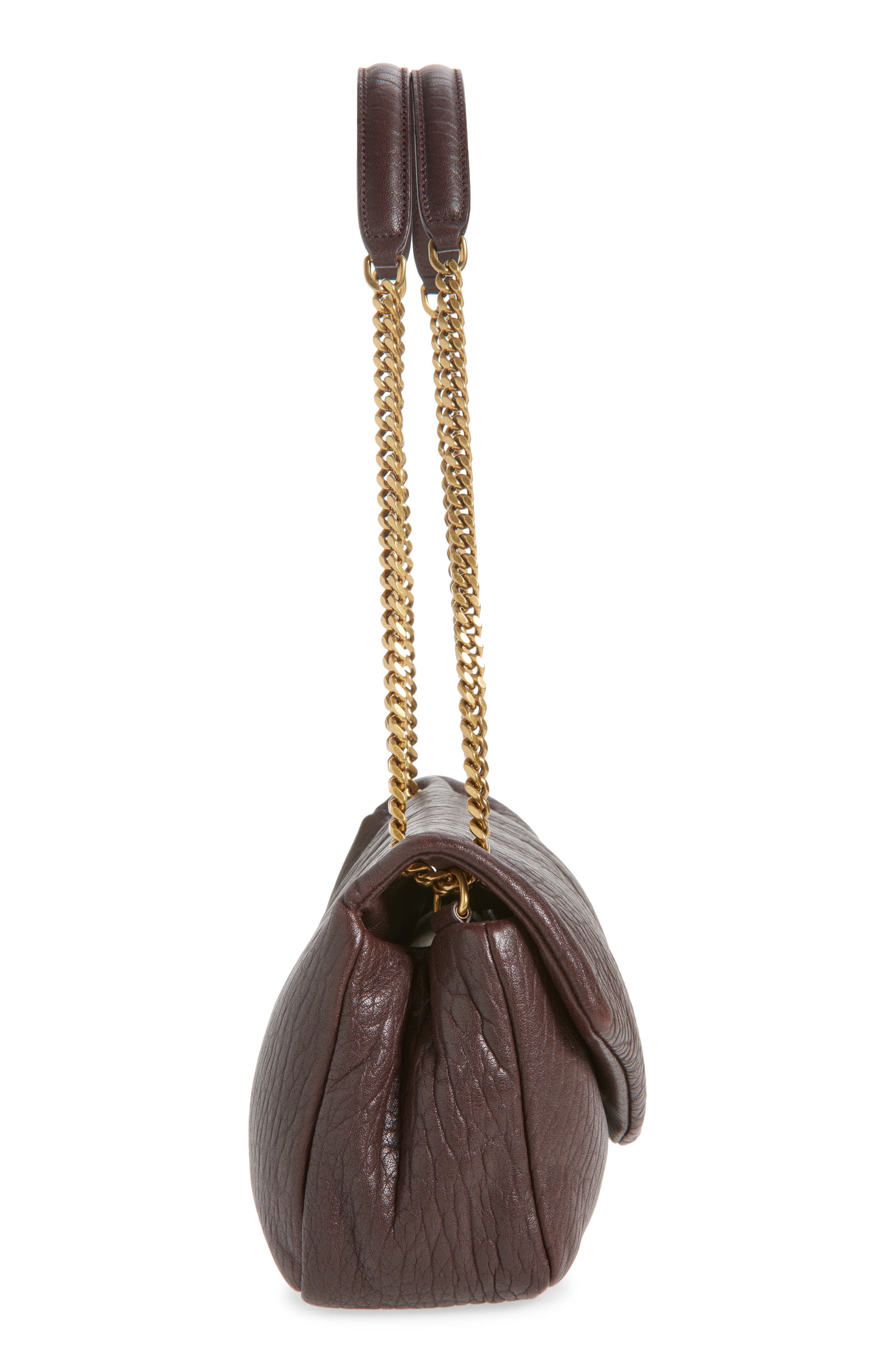 Saint Laurent Medium Calypso Leather Shoulder Bag, Alternate, color, Raisin