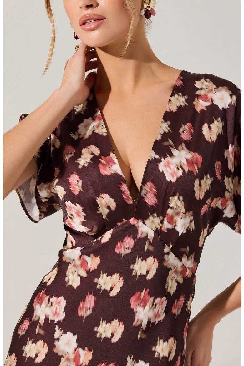 Talyha Floral Flutter Sleeve Maxi Dress, Alternate, color, BROWN FLORAL