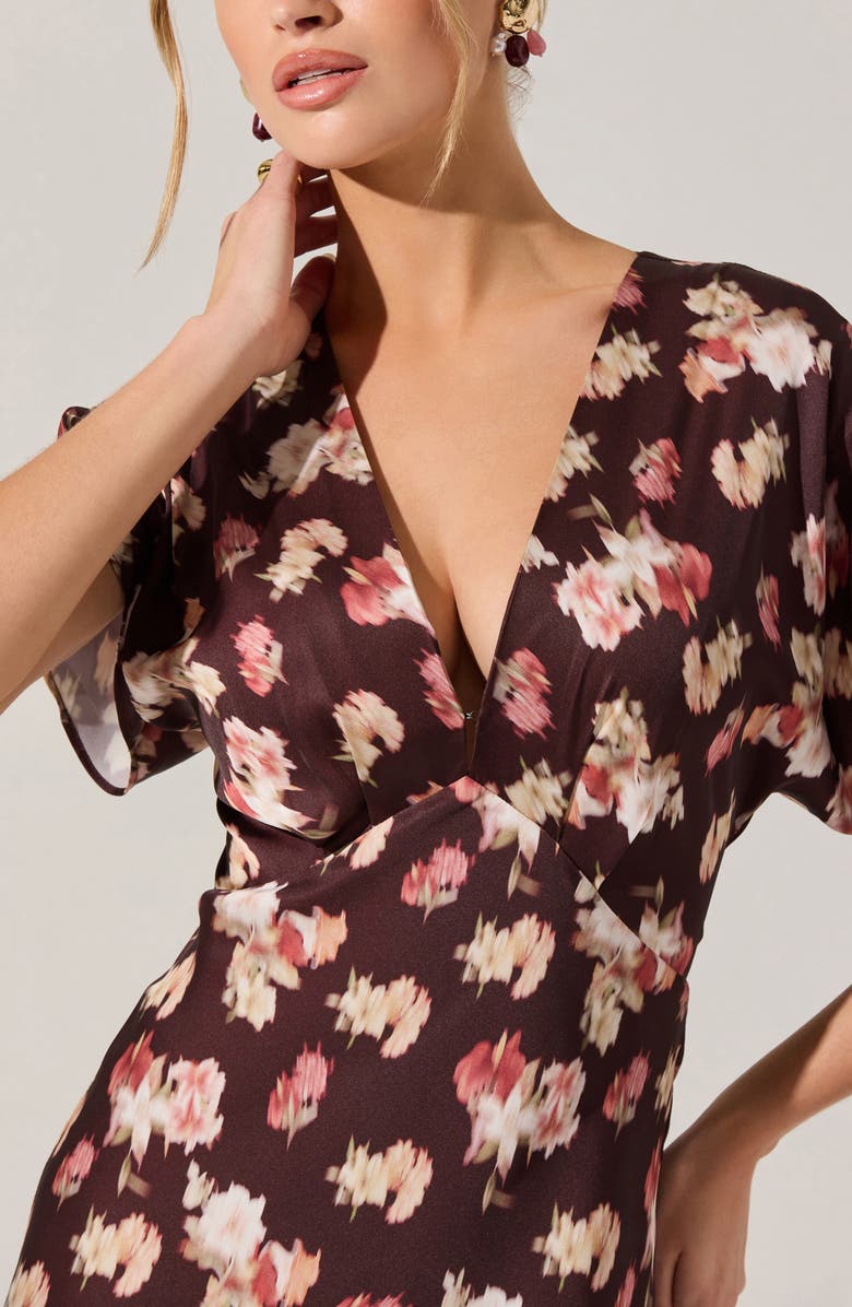 ASTR the Label Talyha Floral Flutter Sleeve Maxi Dress, Alternate, color, Brown Floral
