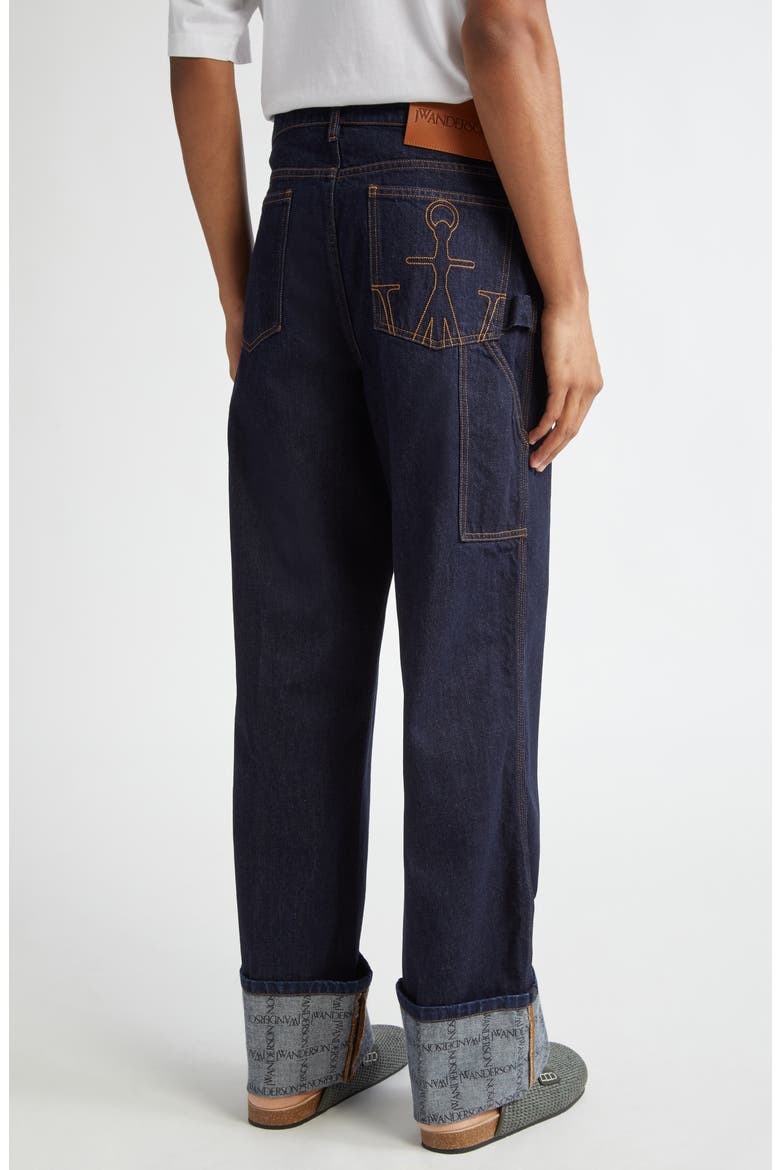 Logo Grid Cuff Hem Workwear Jeans, Alternate, color, INDIGO