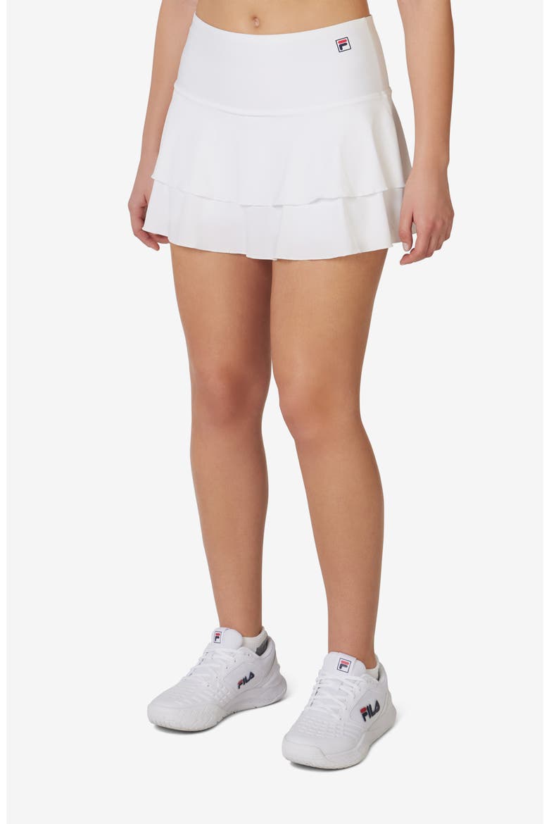 Tiered Ruffle Tennis Skirt, Main, color, WHITE