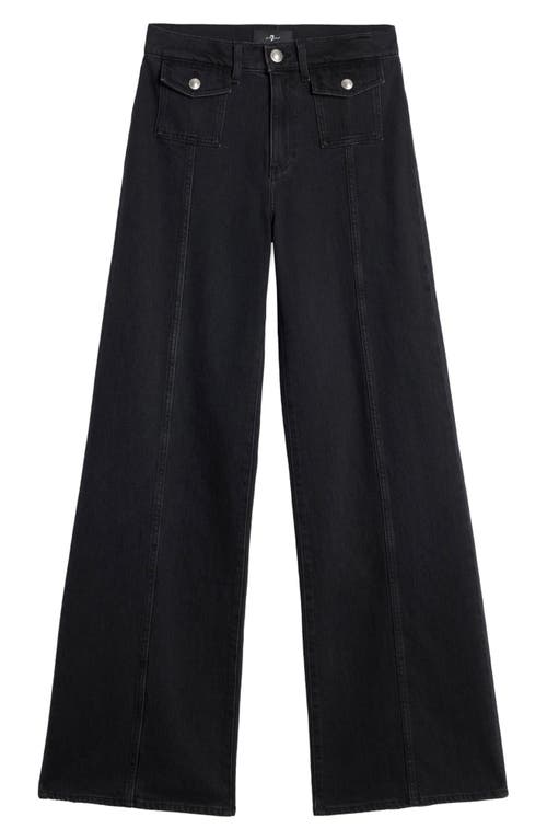 7 For All Mankind Lotta Seamed Patch Pocket Flare Jeans In Black