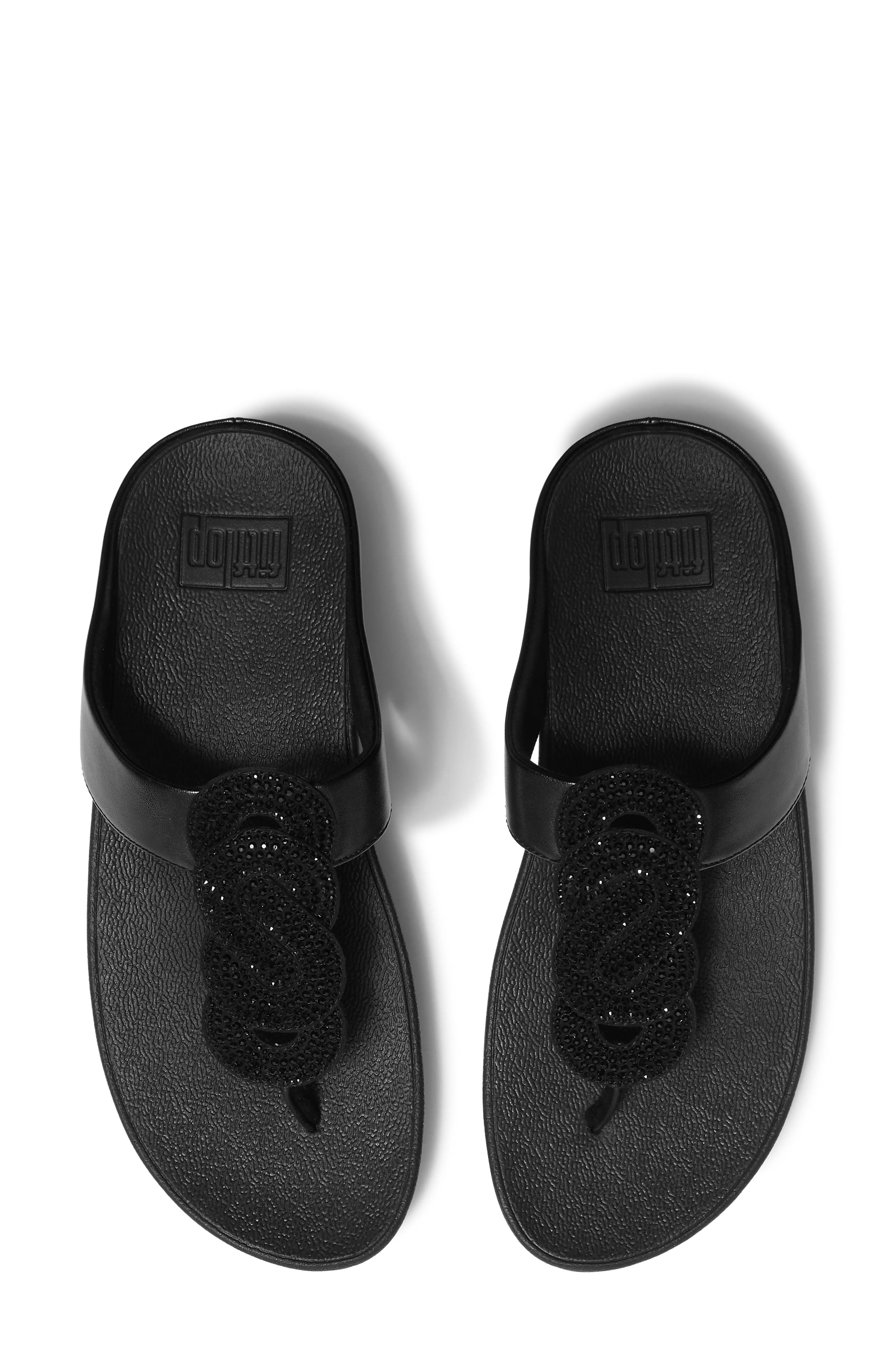 FitFlop Fino Crystal Twist T-Strap Sandal, Alternate, color, All Black