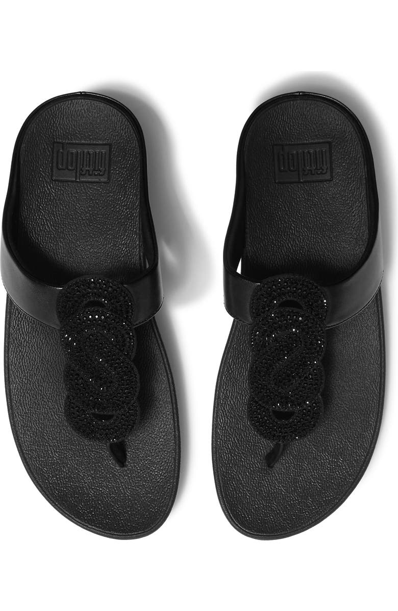 FitFlop Fino Crystal Twist T-Strap Sandal, Alternate, color, All Black