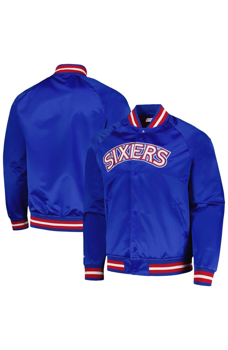 Mitchell & Ness Men's Mitchell & Ness Royal Philadelphia 76ers Hardwood Classics  Throwback Wordmark Raglan Full-Snap Jacket, Alternate, color, Royal