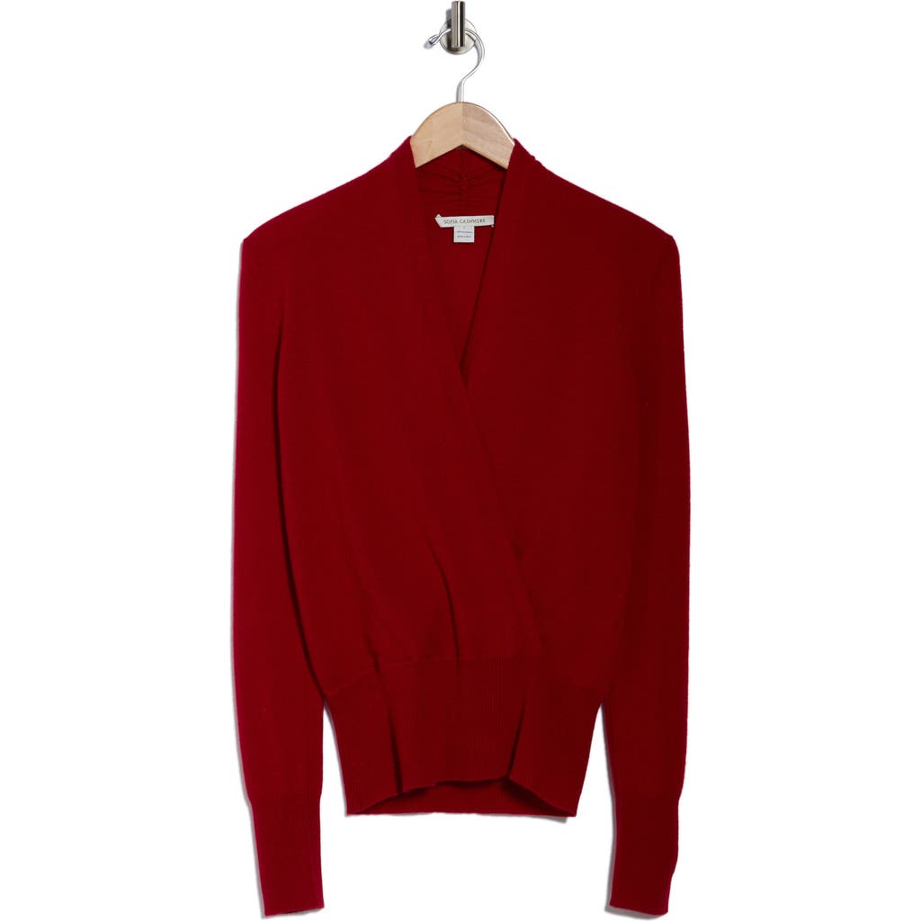 Sofia Cashmere Cashmere Faux Wrap Sweater In Red