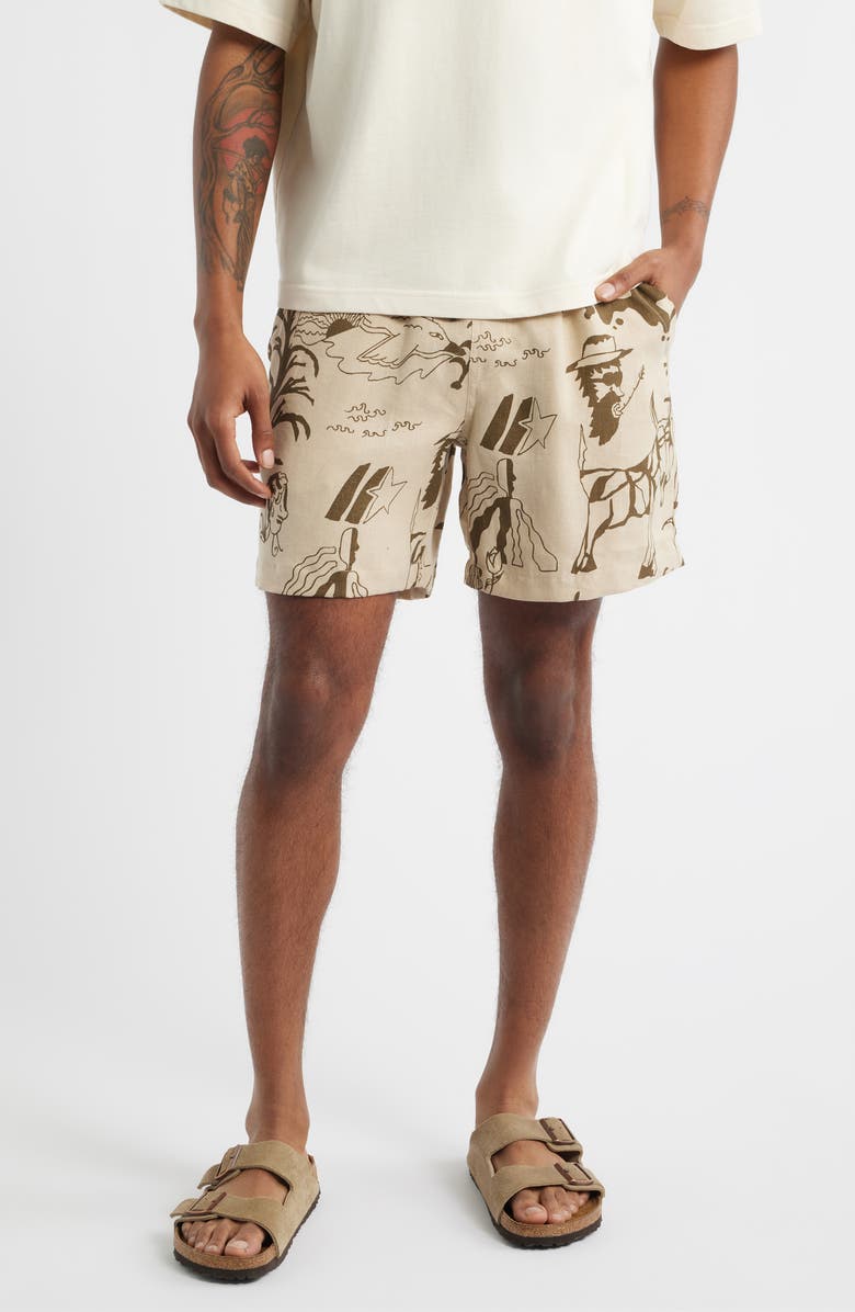 OAS Poplan Porto Linen Drawstring Shorts, Main, color, Beige