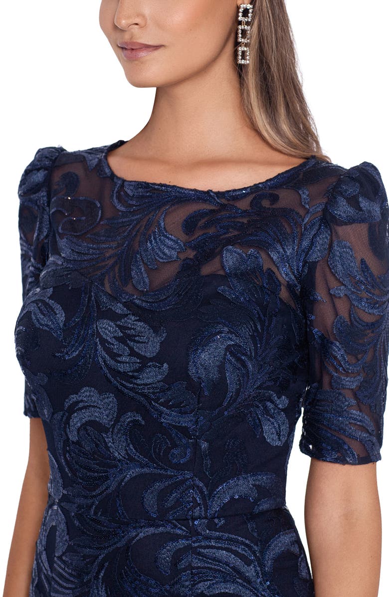 Xscape Evenings Xscape Embroidered Sequin Short Sleeve Gown, Alternate, color, 