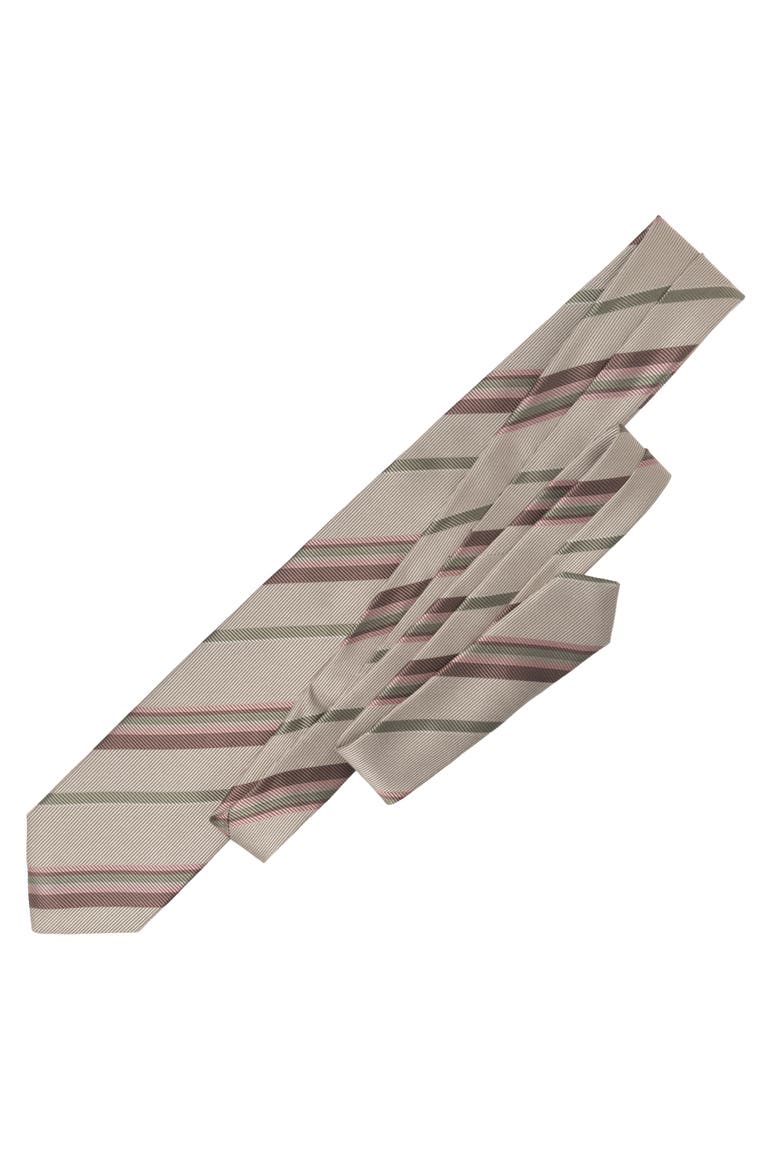 Lugano - Extra Long Silk Jacquard Tie for Men, Alternate, color, Almond Beige