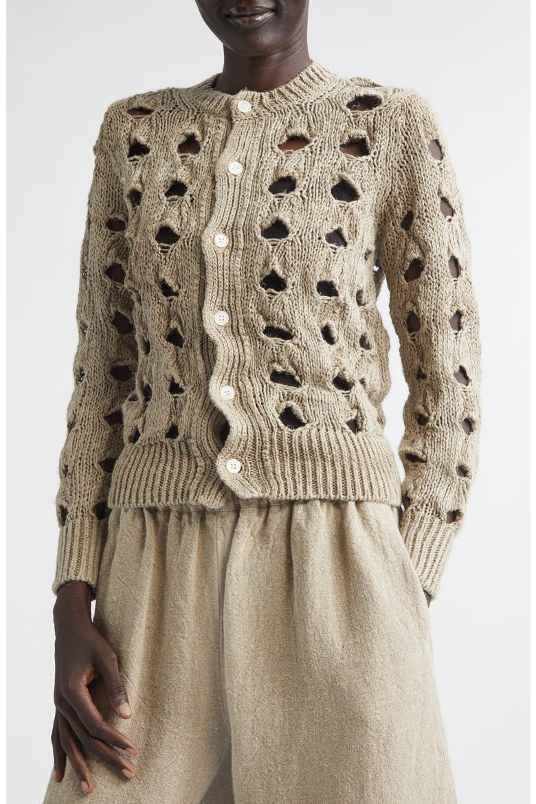 Hemp Open Stitch Cardigan, Alternate, color, ECRU